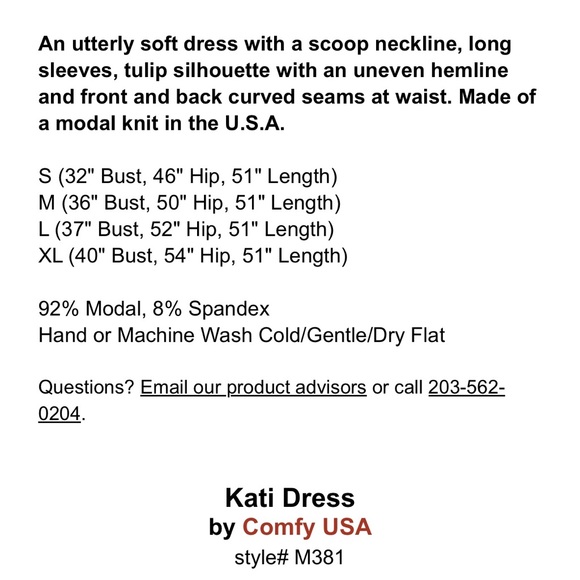 New COMFY USA Kati Dress Midi Jersey Knit Blue Black Striped 3/4 Sleeve Soft - Picture 9 of 10